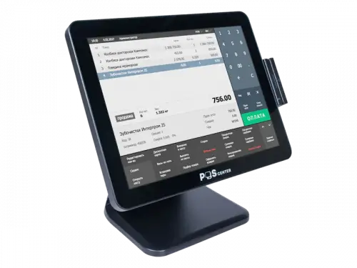 Сенсорный моноблок POSCenter POS101ES (15", J6412, RAM 8Gb, SSD M2 128Gb, Черный)