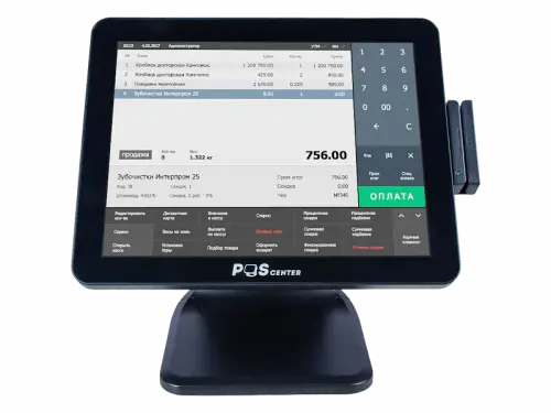 Сенсорный моноблок POSCenter POS101ES (15", J6412, RAM 8Gb, SSD M2 128Gb, Черный)